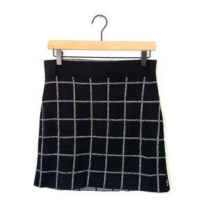 SMARTWOOL Black Gray Windowpane Plaid Mini Skirt Sz XS